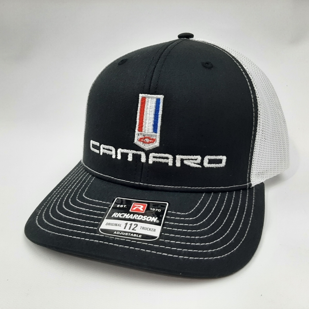 Chevrolet Camaro Richardson 112 Trucker Mesh Snapback Hat Cap Black Embroidered